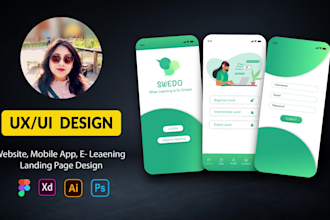create UX UI design for landing page, mobile app, website, e learning in figma