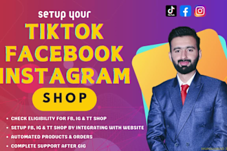 setup facebook instagram shop and tik tok shop, link with website tiktok seller