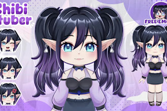 draw custom live2d chibi vtuber model in anime style for streaming ready to rig