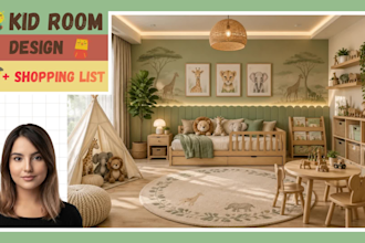 create cozy kids room design with smart storage and shopping list in 3d