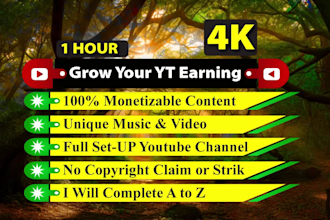create youtube channel with 4k 1 hour 30 meditation and relaxation music video