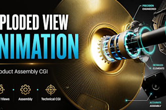 create technical 3d exploded view animation for product assembly