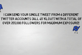 tweet your message to 255,000 followers from 6 different Twitter accounts