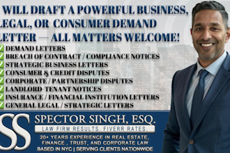 draft a powerful legal or consumer demand letter, all matters