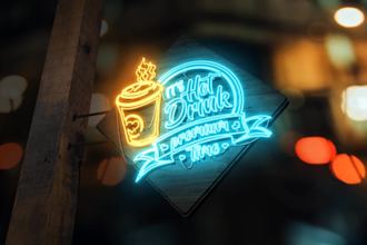 create signs backlight text and logo animation