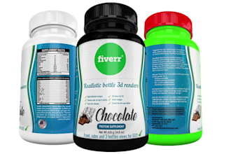 put your label on a 3d bottle model for supplements
