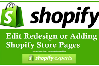 edit or redesign shopify store home, header, footer, cart pages