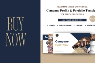 give you company profile or portfolio template editable in canva