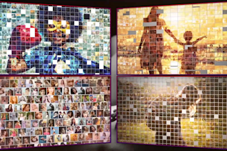 create a multi photo slideshow video, photo mosaic slideshow and memory video