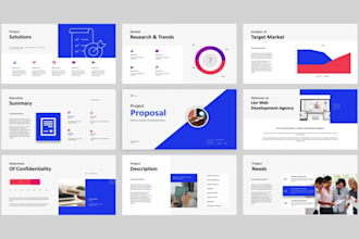 design investor pitch decks, business proposals in powerpoint, prezi