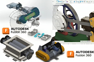 make 3d print and 2d drawings 3d mechanical products, model in creo, fusion360