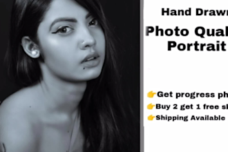 do hand drawn  photo realistic pencil sketch portrait drawing