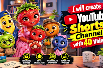 create youtube shorts channel with 40 videos