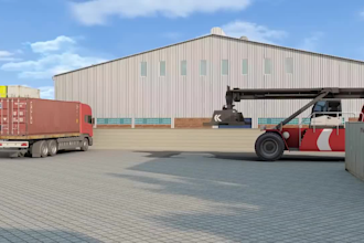 create 3d warehouse animation for industrial logistics and automation video