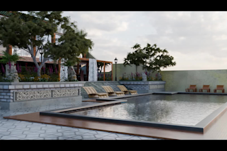 design front yard backyard and realistic landscape render as landscape architect