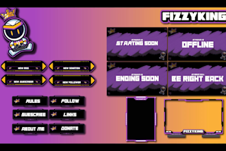 design amazing twitch overlays and logo