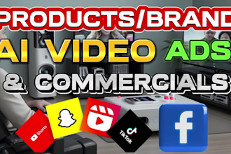 do products brand ai video ads, commercials, promo for tiktok facebook instagram