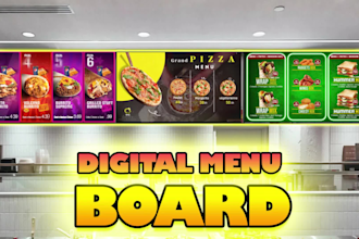 design animated video menu, digital menu board and food promo