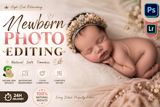 professionally retouch newborn, infant, kids, toddler, maternity family photos