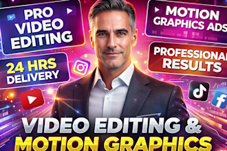 professionally do video editing and motion graphics ads in 24 hrs quick delivery