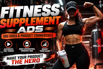 create fitness supplement ads, ugc video and product commercials ads