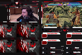 design a professional twitch overlay and streaming package