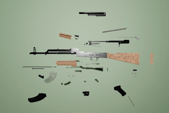 create 3d gun model, 3d weapons game assest pbr texture and gun animation video