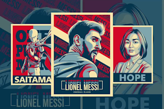 draw obama hope style pop art poster your photo in 24 hours