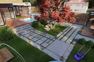 do backyard landscape design, pool and garden patio