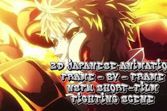 2d japanese animation, nsfw short film, anime fighting style, frame by frame