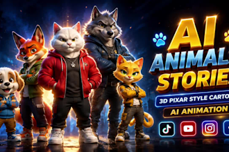 create ai animals stories 3d pixar style