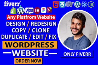 design build copy clone customize wordpress shopify or react website development