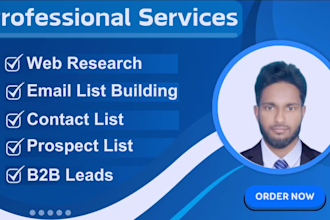 find email address, business leads, contact list by web research