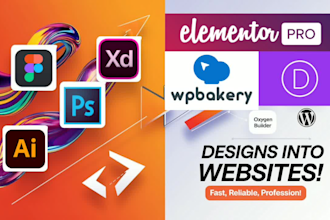 convert psd, figma, pdf to wordpress using elementor, wpbakery, divi and oxygen