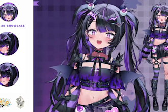 draw male and female 2d vtuber model, live2d vtuber rigging, anime art