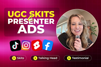 create female ugc skits, presenter videos for social media ads