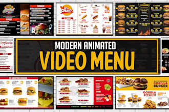 design animated video menu for TV screen or digital board for food restaurant