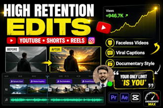 make engaging youtube videos,reels, faceless video  ,documentary editor