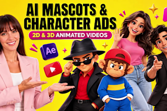 create custom 2d 3d animated mascots and video ads