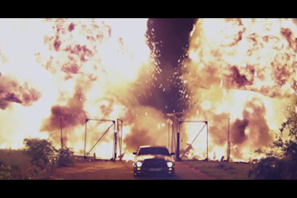 cinematic  explosion fire, blood effect and gun shot, spark, particle, smoke