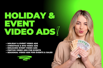 create promo video ads for events and christmas holidays and new years eve sale