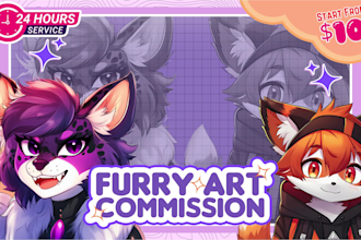draw your custom oc furry art, anthro, fursona and sfw with anime or chibi style