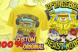 create custom cartoon t shirt illustration for tshirt design