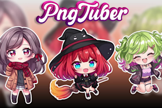 draw pngtuber model for anime vtuber avatar character, rig live2d vseeface
