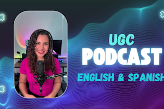 create a ugc tiktok podcast video ad in english or spanish