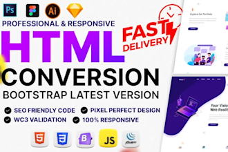 convert figma, PSD to responsive HTML CSS bootstrap 5