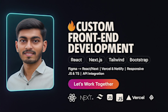 be your full stack developer reactjs nextjs figma to react deployment