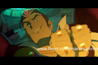 2d animation music video, yt intro anime fight game trailer, cartoon animated