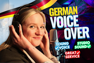 produce a warm female voicover in german and english