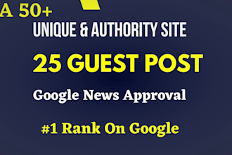 write and publish 25 unique high quality guest post on high authority real site